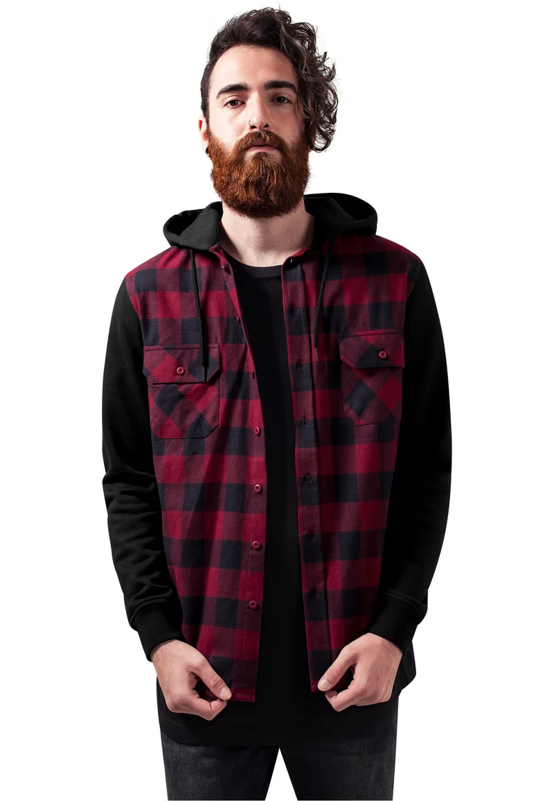 UC Hooded Checked Flanell Sweat Sleeve Shirt