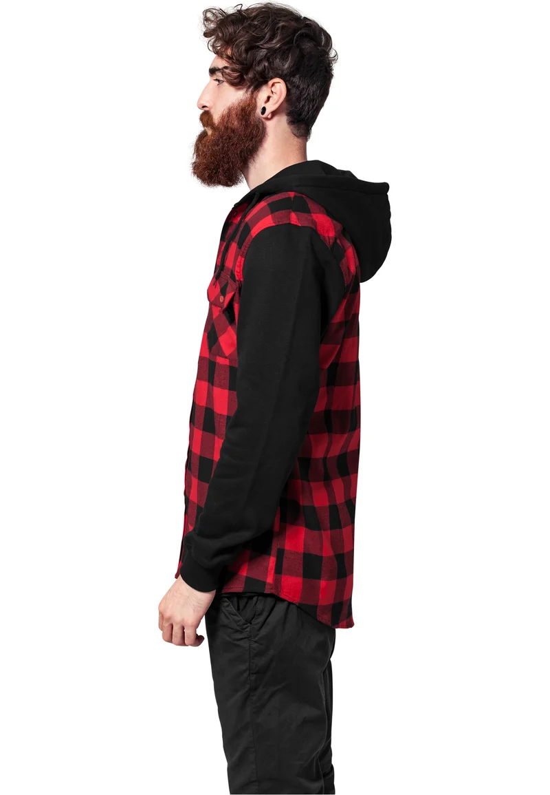 UC Hooded Checked Flanell Sweat Sleeve Shirt