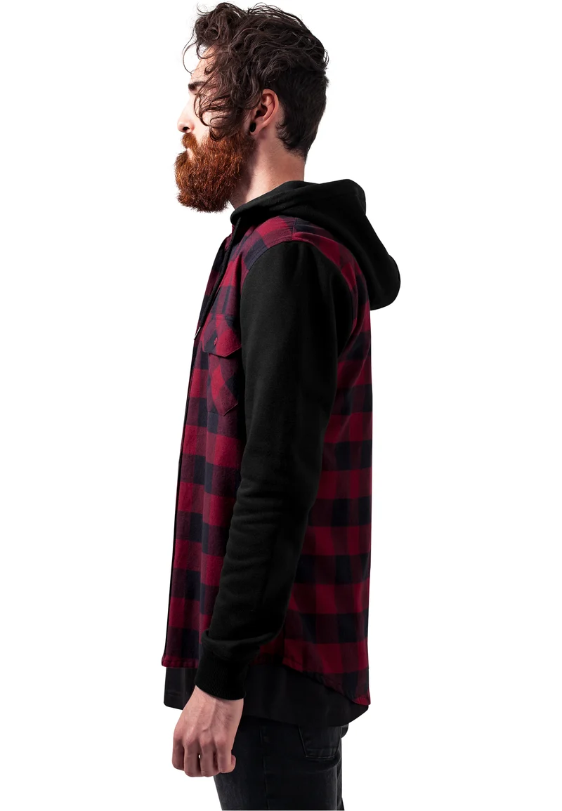 UC Hooded Checked Flanell Sweat Sleeve Shirt
