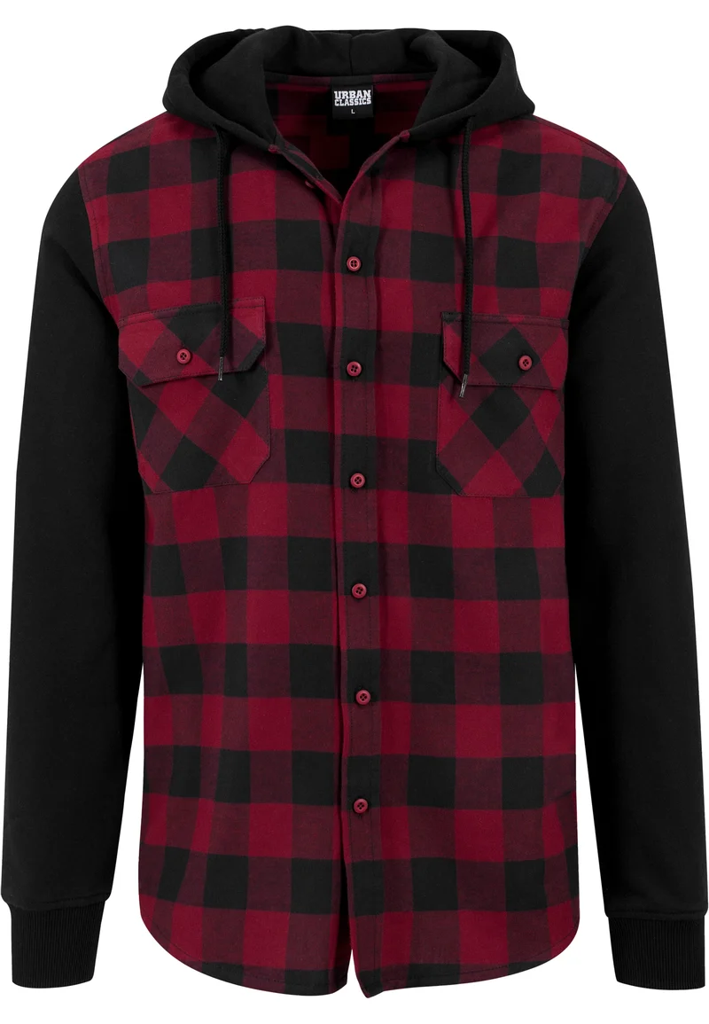 UC Hooded Checked Flanell Sweat Sleeve Shirt