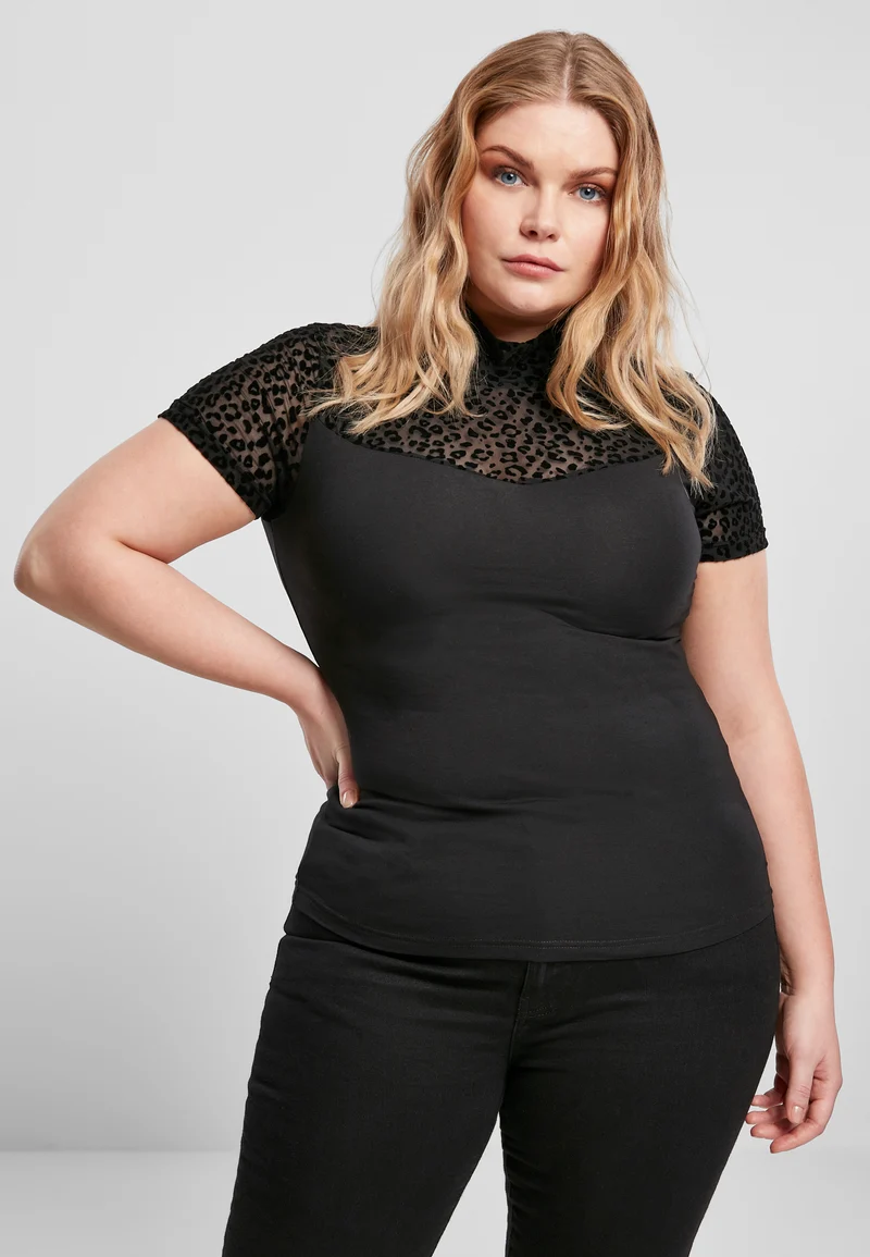 UC Flock Lace Turtleneck Tee