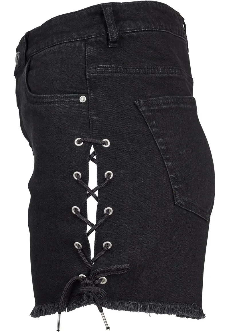 UC Highwaist Denim Lace Up Shorts