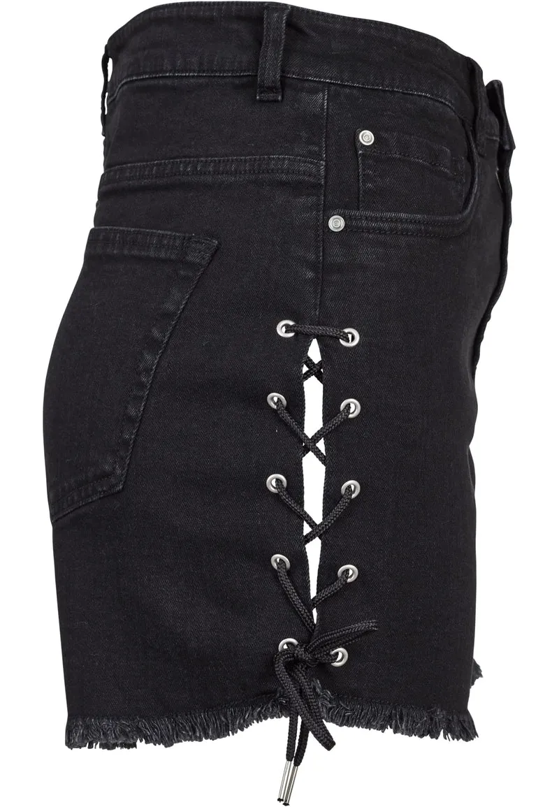 UC Highwaist Denim Lace Up Shorts