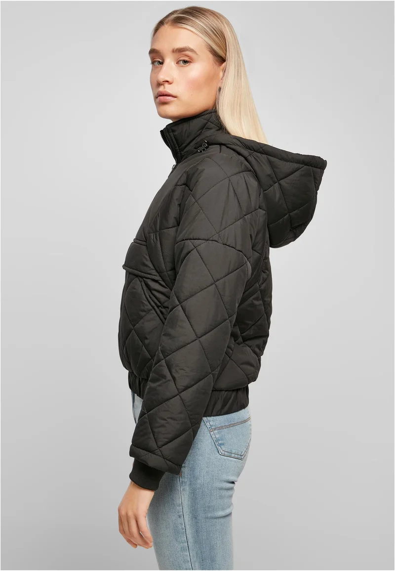 Oversized Diamond Quilted Pull Over Jacket
