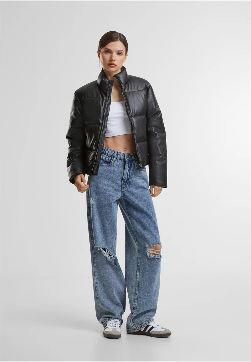 UC Synthetic Leather Puffer Jacket