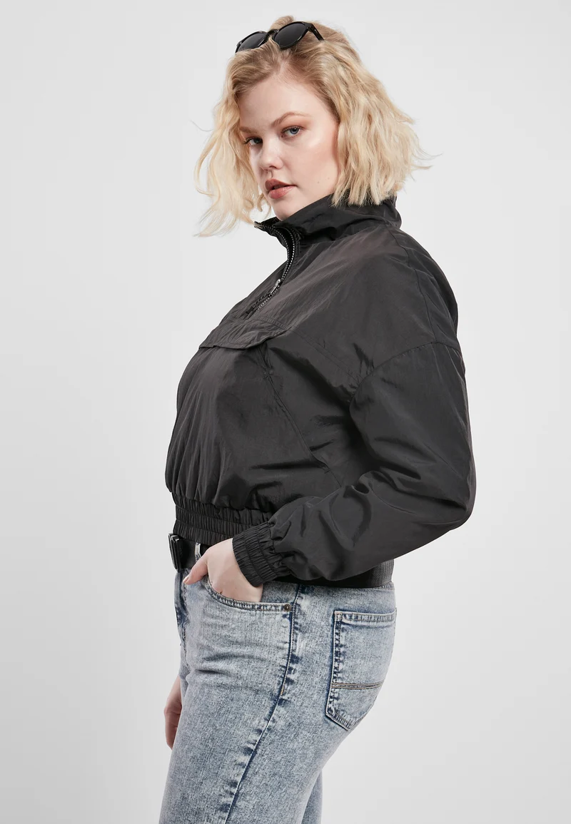UC Cropped Crinkle Nylon Pull Over Jacket