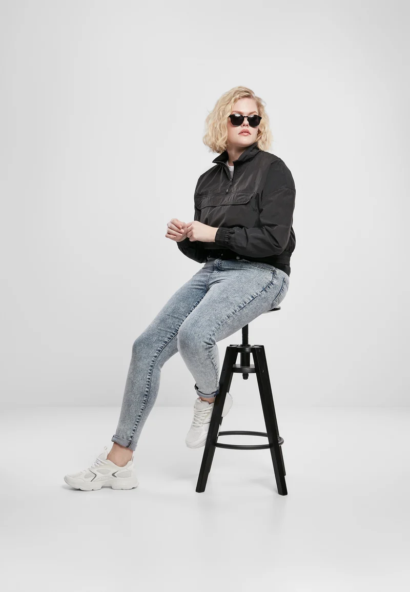 UC Cropped Crinkle Nylon Pull Over Jacket