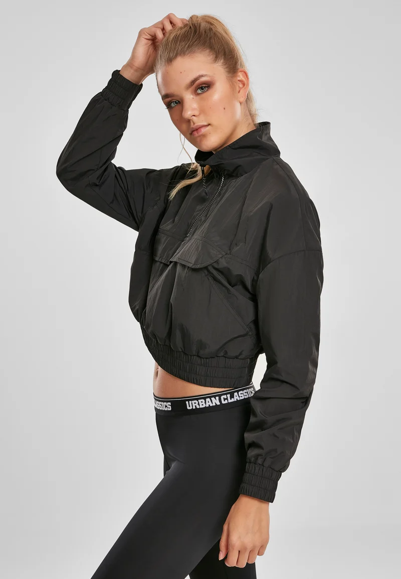UC Cropped Crinkle Nylon Pull Over Jacket
