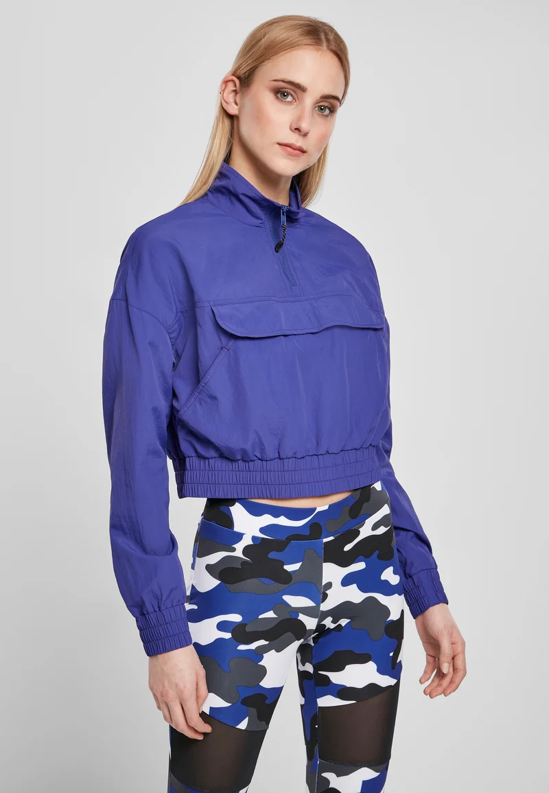 UC Cropped Crinkle Nylon Pull Over Jacket