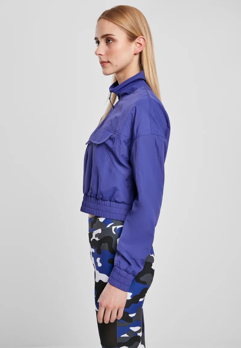 UC Cropped Crinkle Nylon Pull Over Jacket
