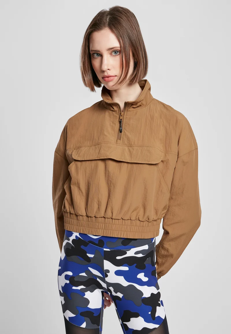 UC Cropped Crinkle Nylon Pull Over Jacket