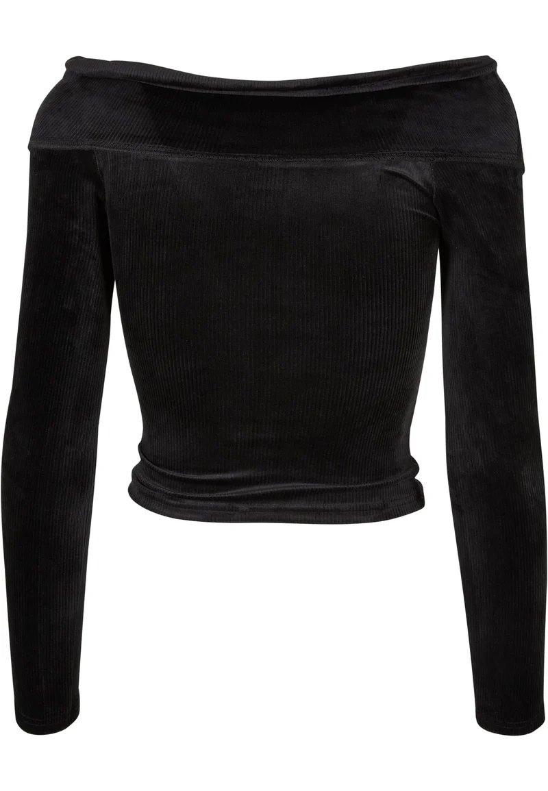 UC Velvet Rib Crossed Off Shoulder Longsleeve