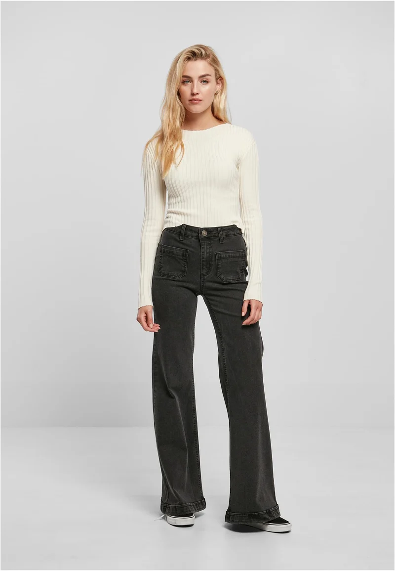 UC Short Rib Knit Twisted Back Sweater