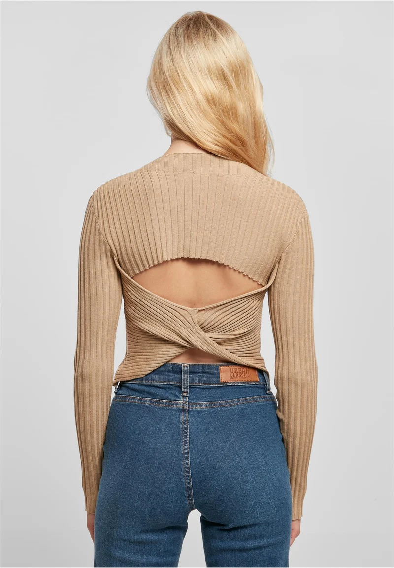 UC Short Rib Knit Twisted Back Sweater