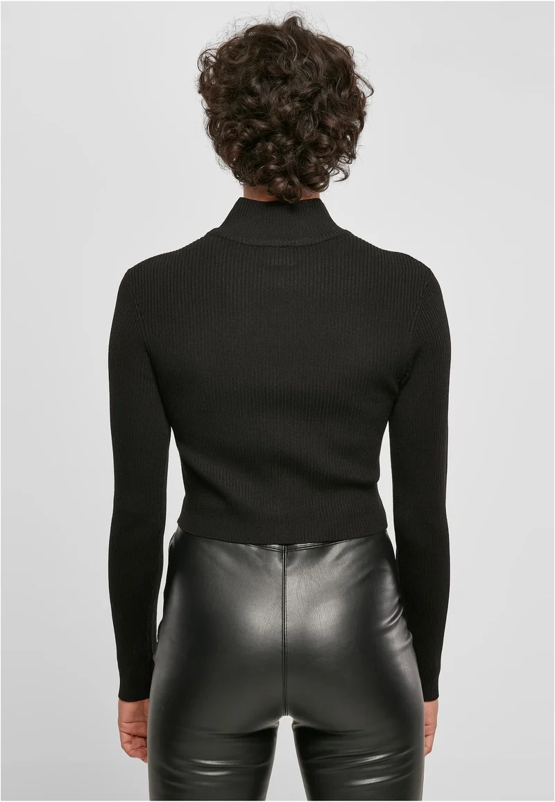 UC Cropped Rib Knit Zip Cardigan