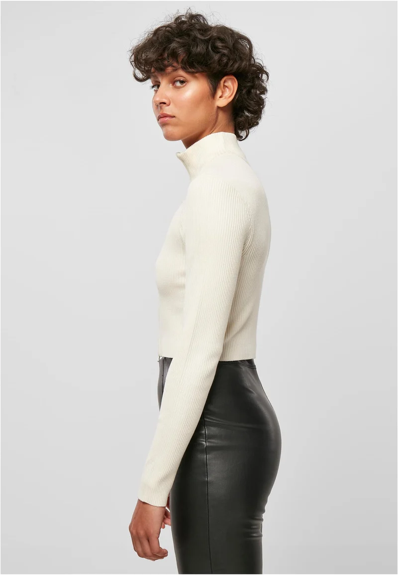 UC Cropped Rib Knit Zip Cardigan
