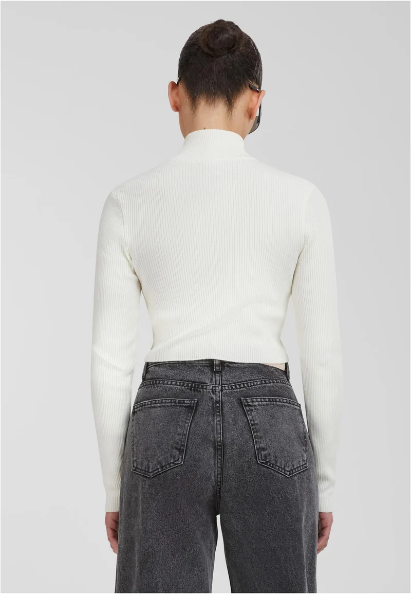 UC Cropped Rib Knit Zip Cardigan