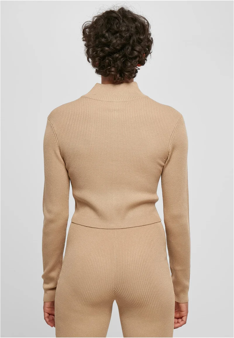 UC Cropped Rib Knit Zip Cardigan