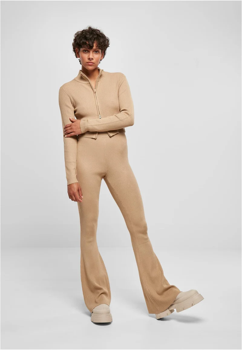 UC Cropped Rib Knit Zip Cardigan
