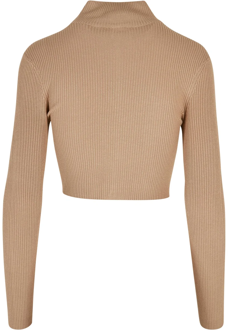 UC Cropped Rib Knit Zip Cardigan