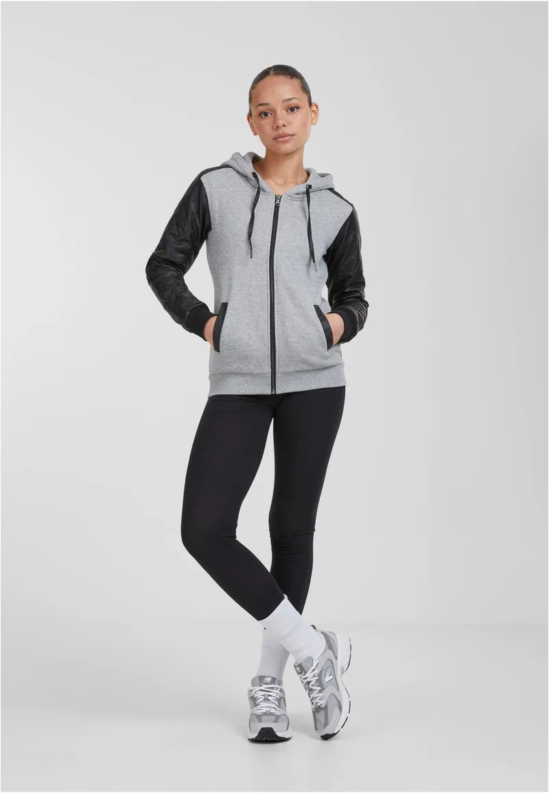 UC Diamond Synthetic Leather Sleeve Zip Hoody