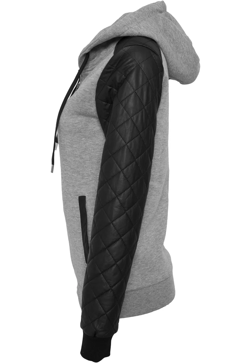 UC Diamond Synthetic Leather Sleeve Zip Hoody