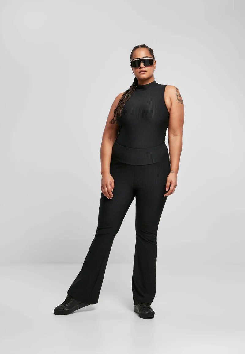 UC High Waist Rib Boot Cut Tights