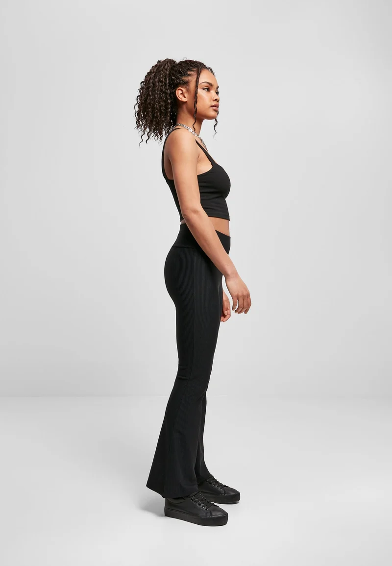 UC High Waist Rib Boot Cut Tights