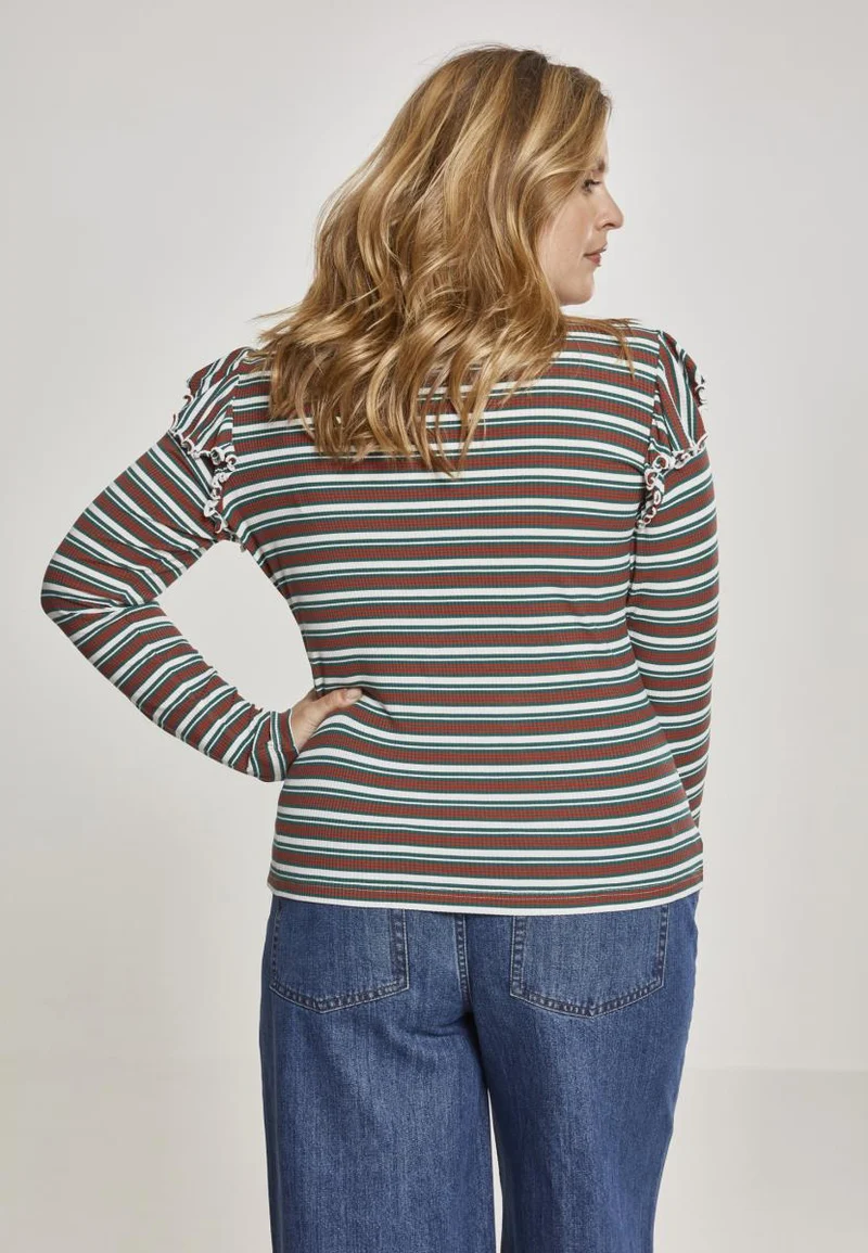 UC Rib Striped Volant Turtleneck L/S