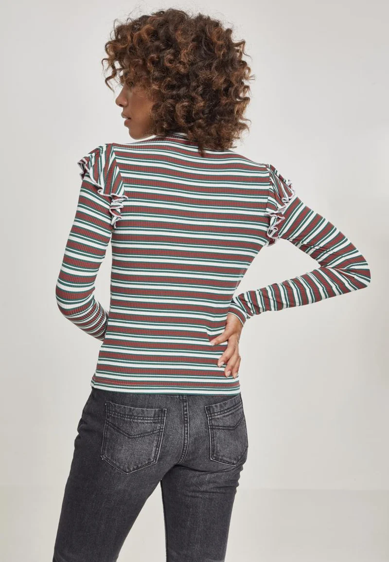UC Rib Striped Volant Turtleneck L/S