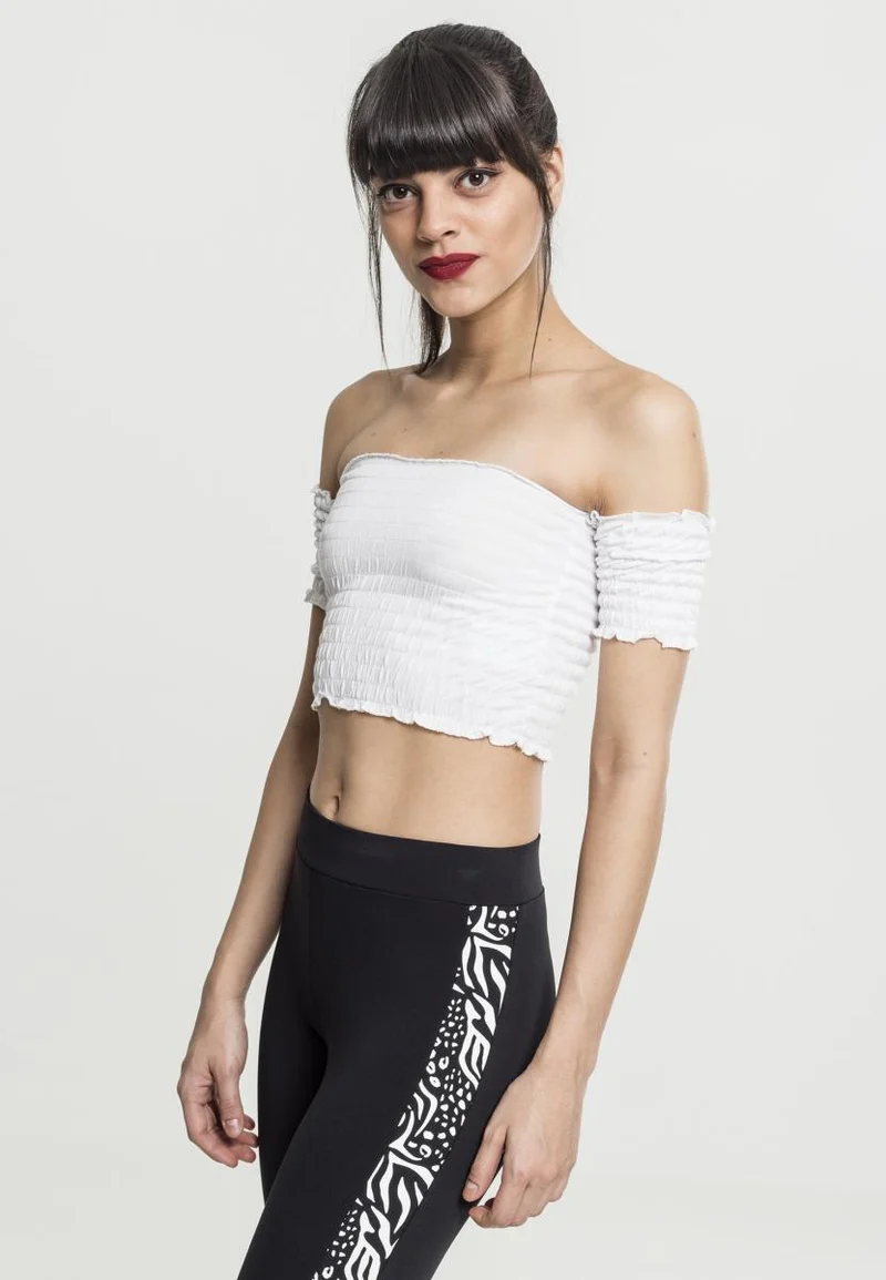 UC Cropped Cold Shoulder Smoke Top