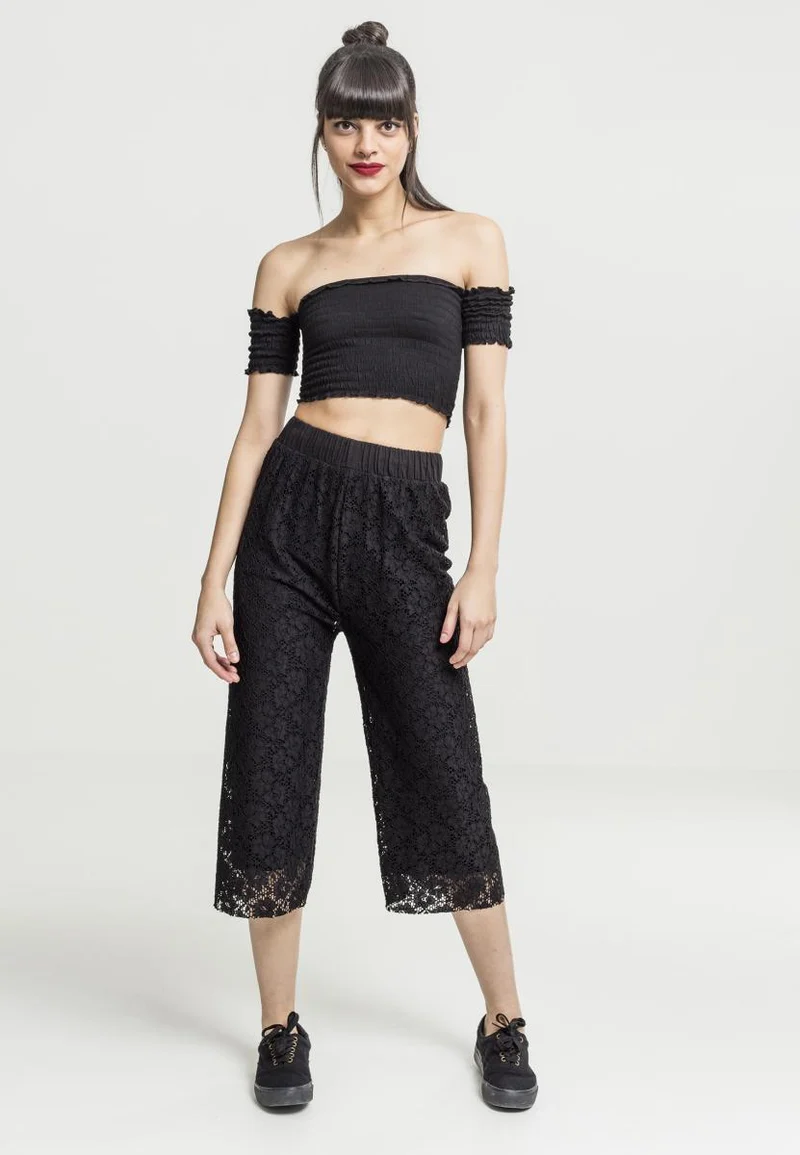 UC Cropped Cold Shoulder Smoke Top