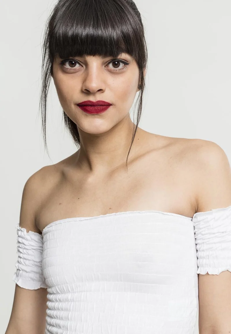 UC Cropped Cold Shoulder Smoke Top