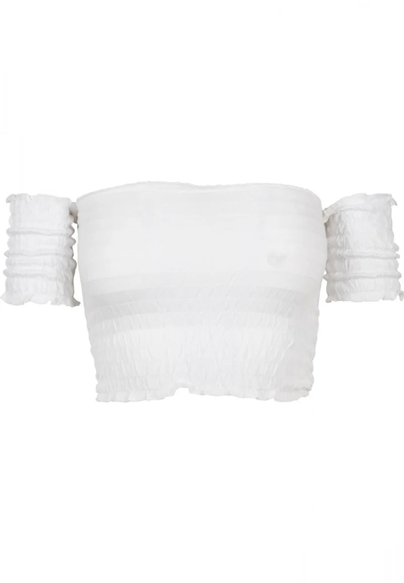 UC Cropped Cold Shoulder Smoke Top