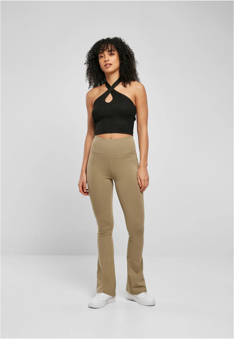UC Rib Knit Crossed Halterneck Top