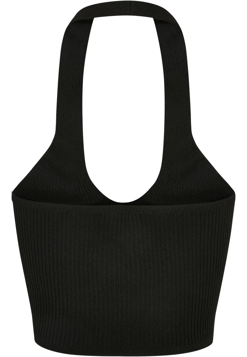 UC Rib Knit Crossed Halterneck Top
