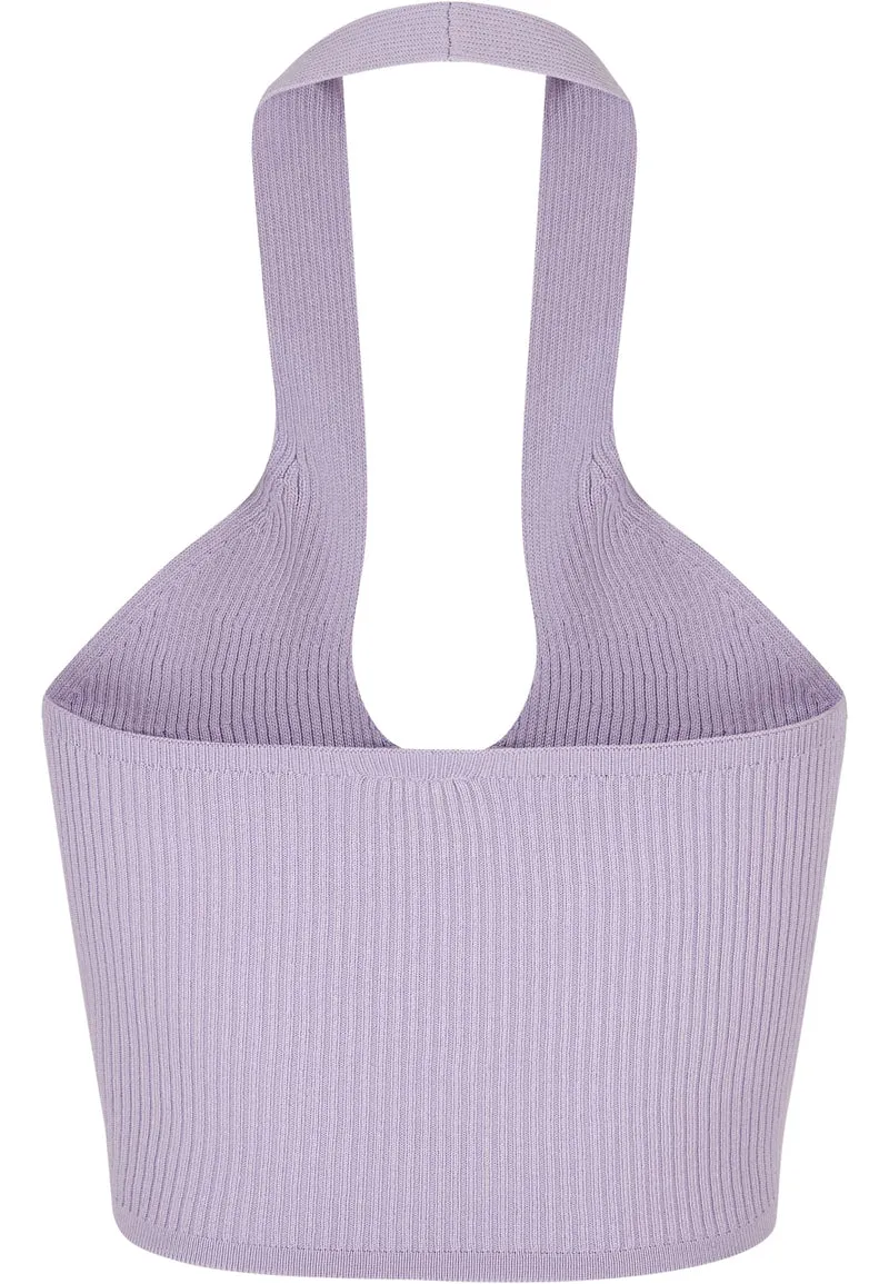 UC Rib Knit Crossed Halterneck Top