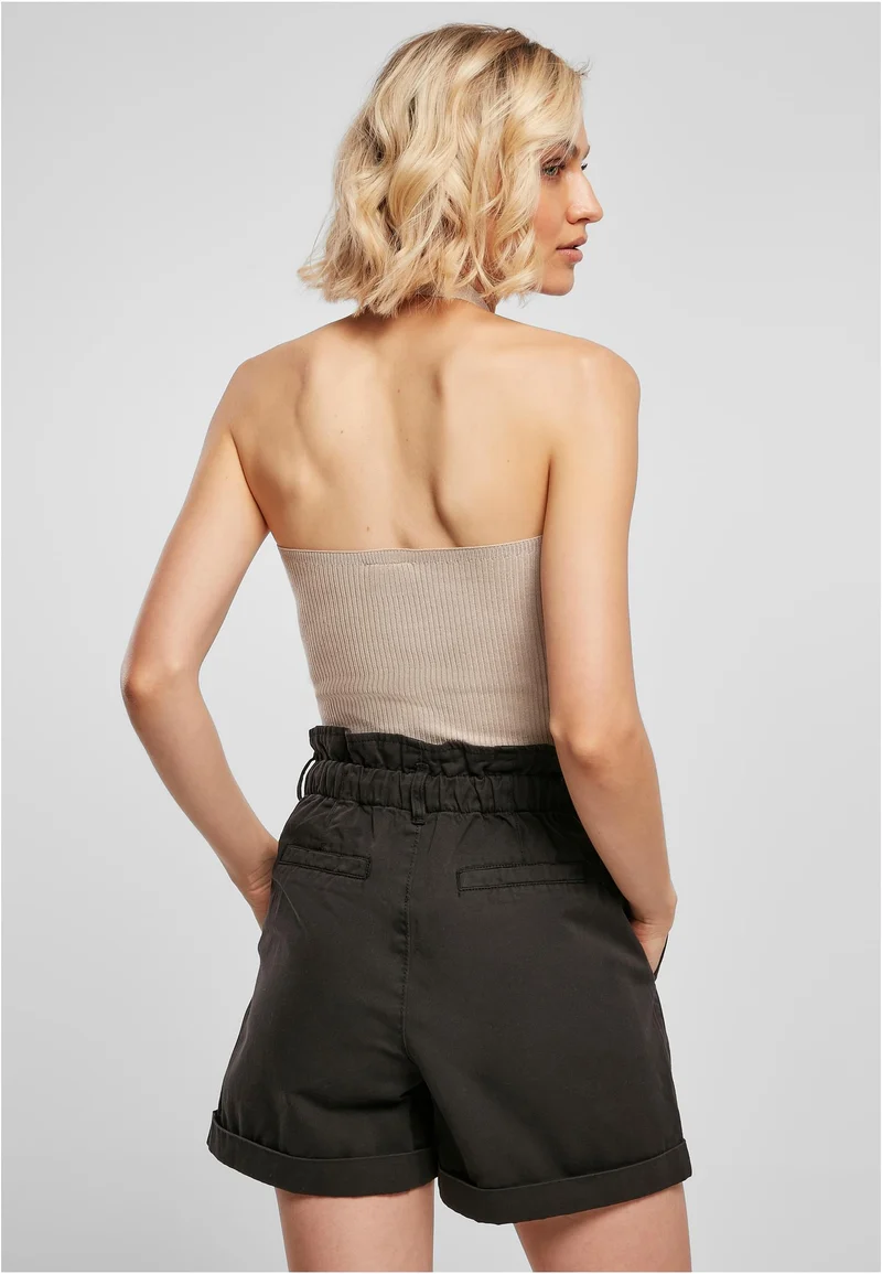 UC Rib Knit Crossed Halterneck Top