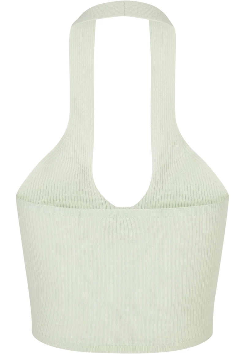 UC Rib Knit Crossed Halterneck Top