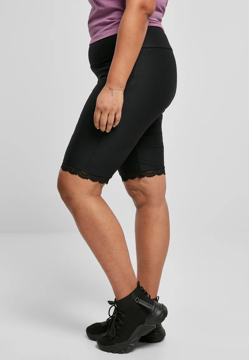 UC High Waist Rib Lace Hem Cycle Shorts