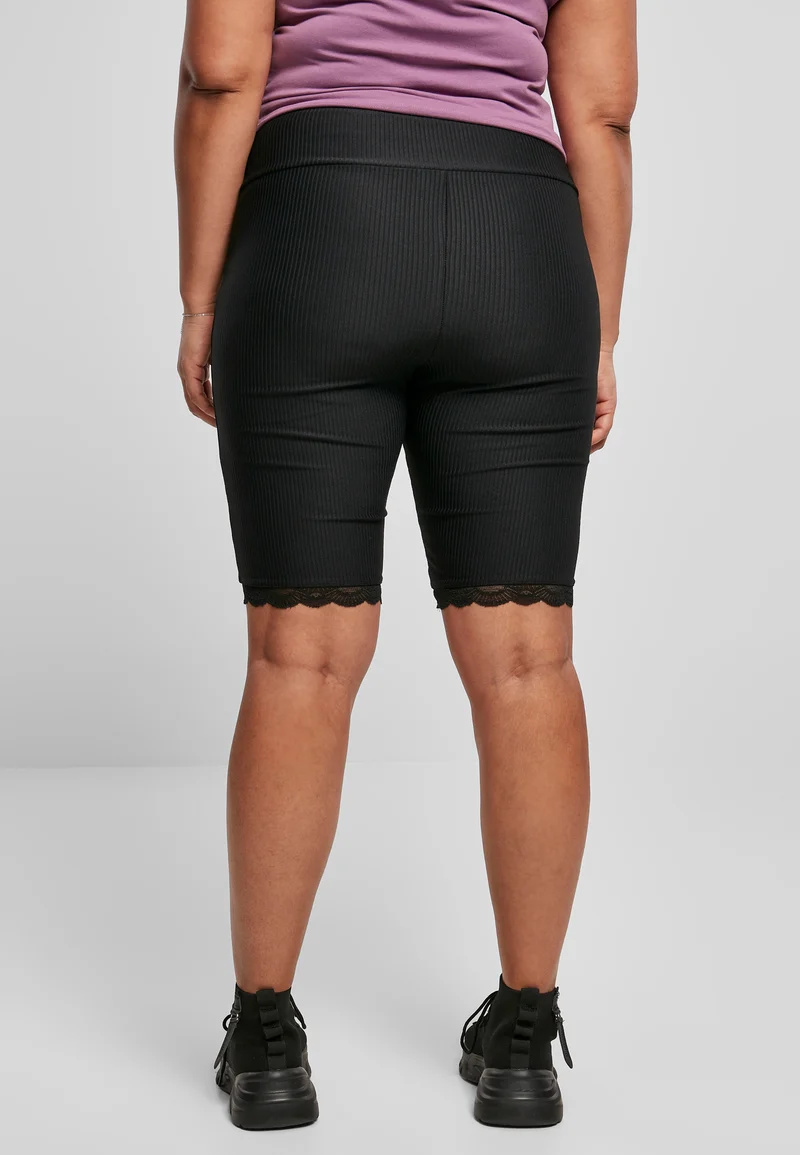 UC High Waist Rib Lace Hem Cycle Shorts