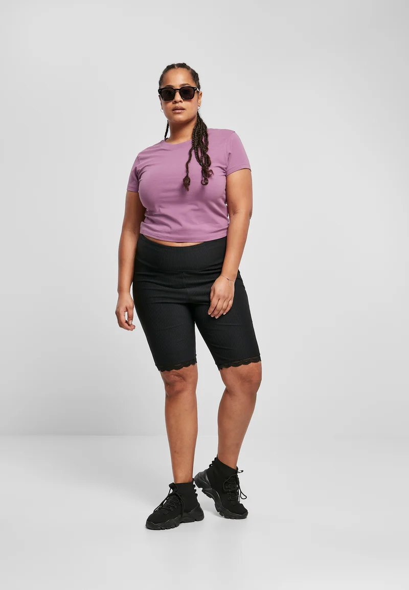 UC High Waist Rib Lace Hem Cycle Shorts