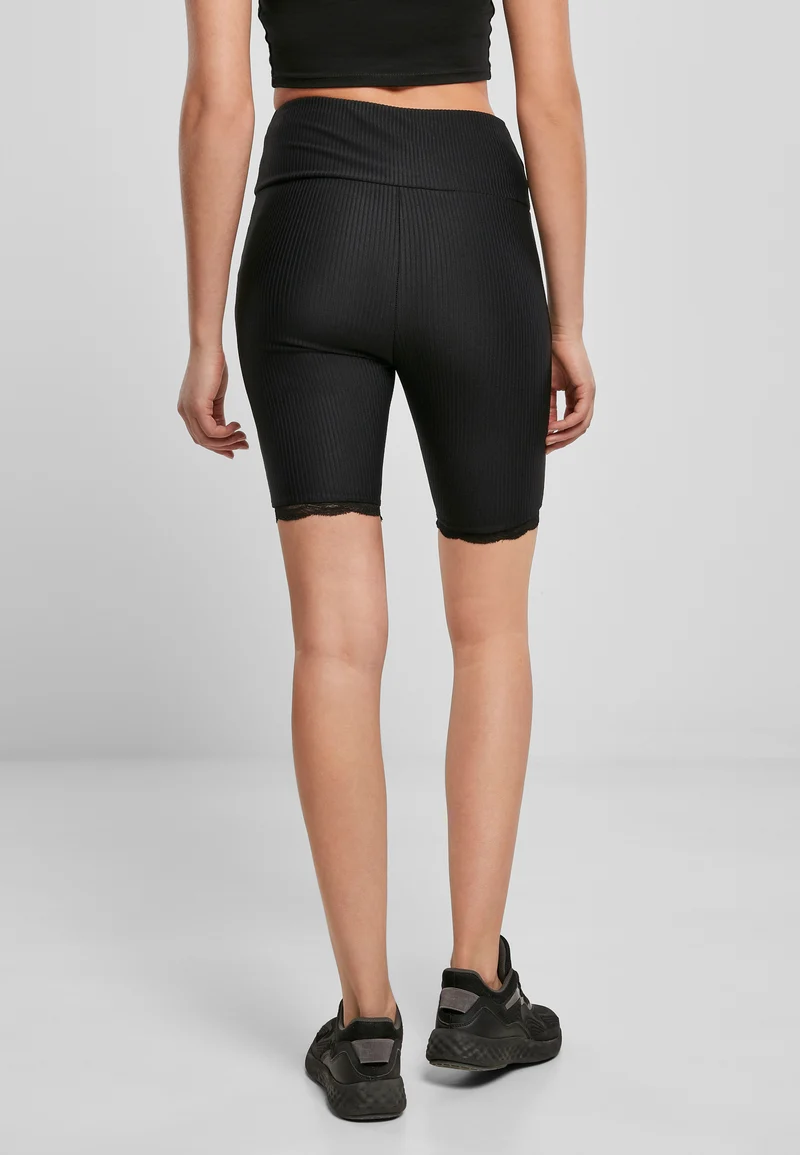 UC High Waist Rib Lace Hem Cycle Shorts