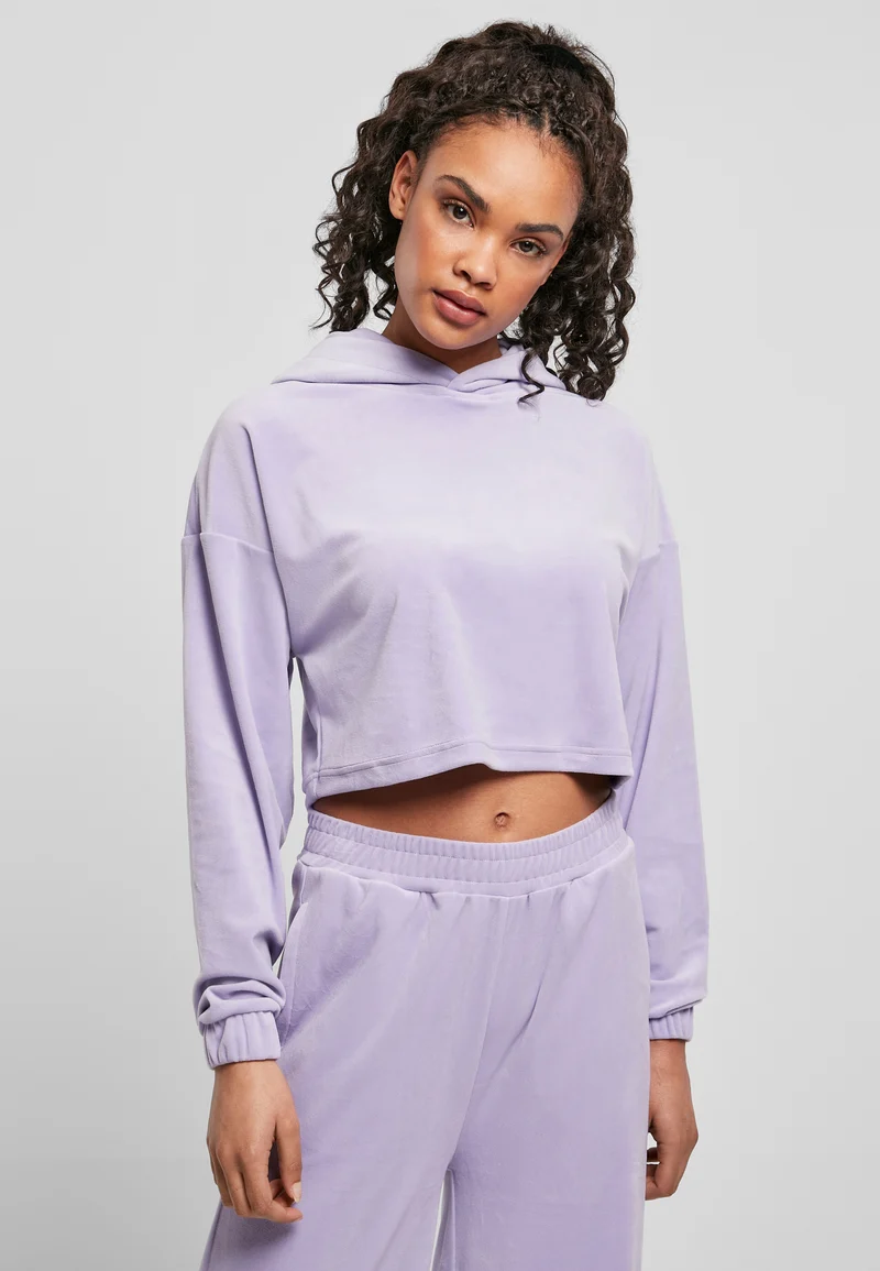 UC Cropped Velvet Oversized Hoody
