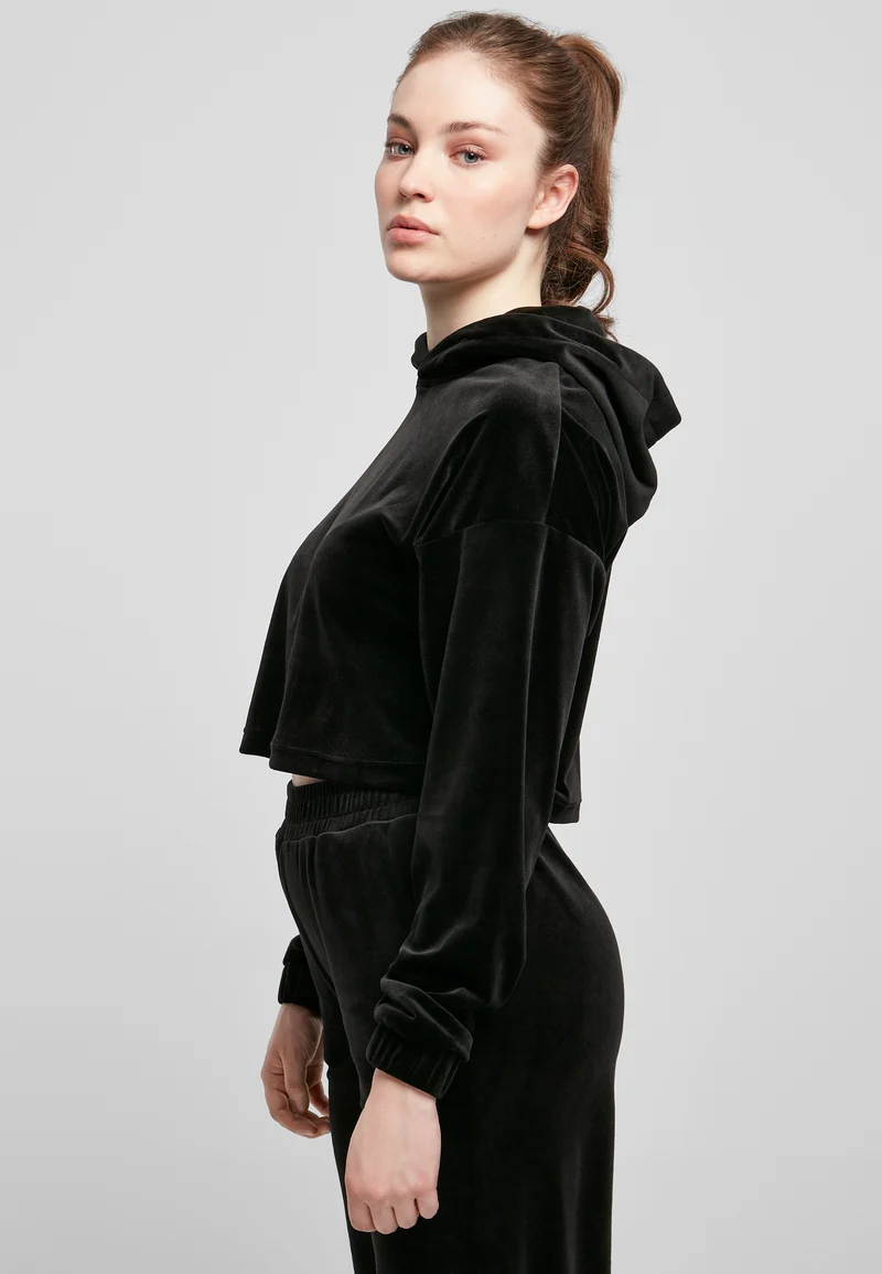 UC Cropped Velvet Oversized Hoody