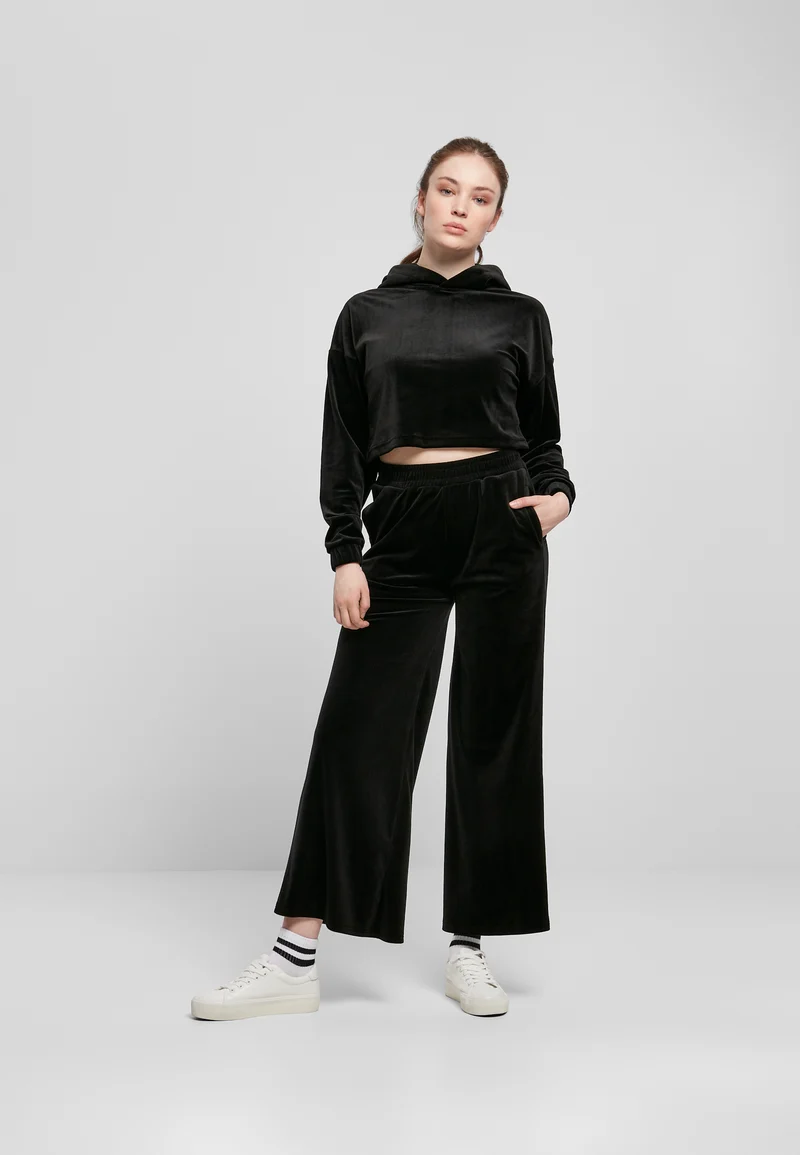 UC Cropped Velvet Oversized Hoody