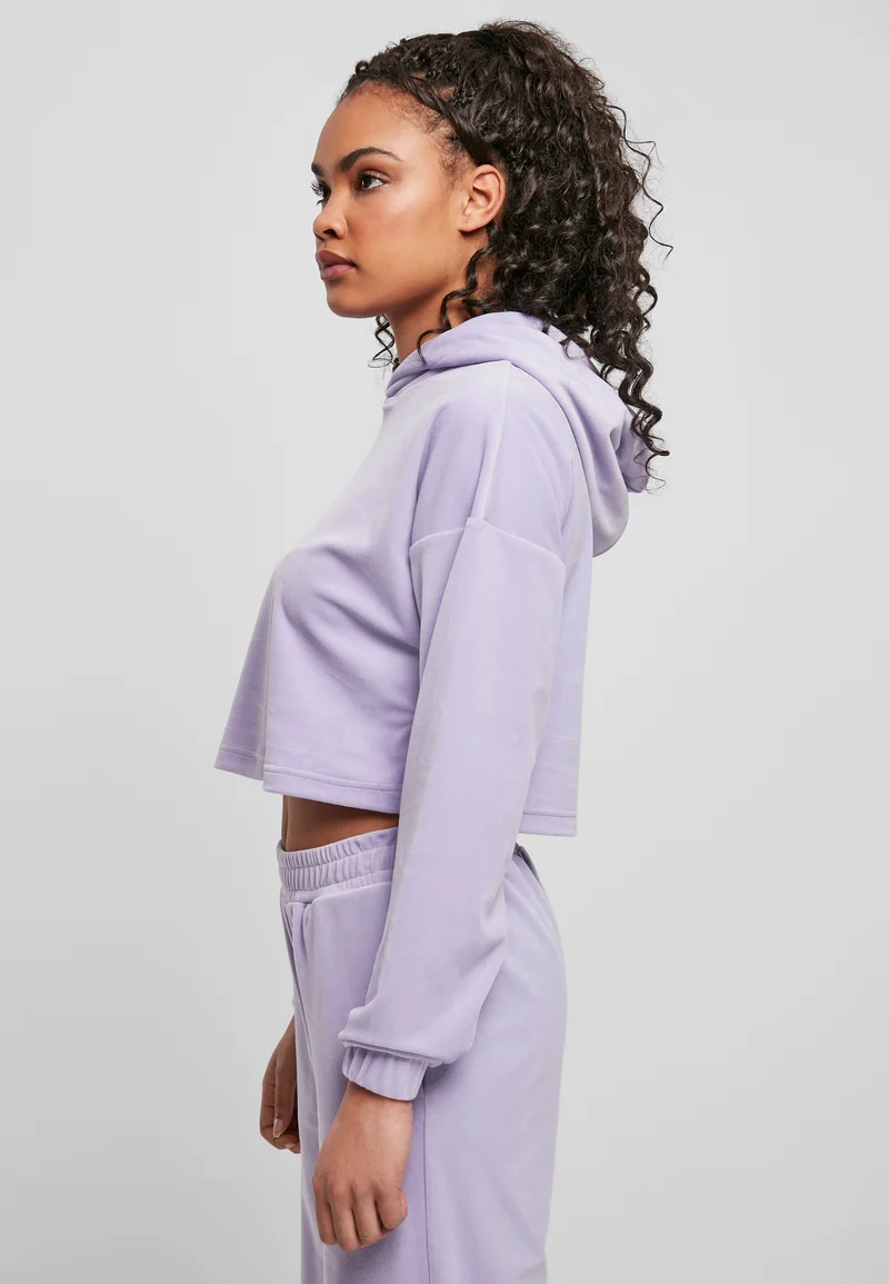 UC Cropped Velvet Oversized Hoody