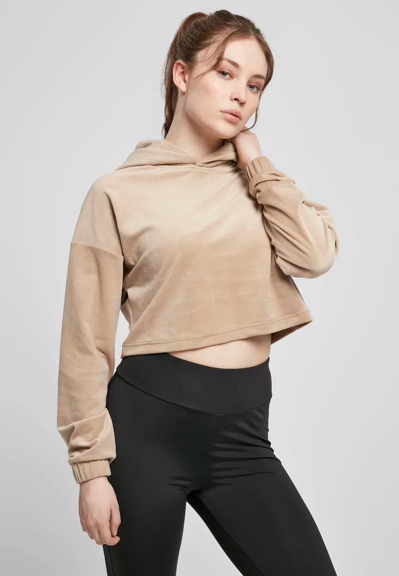 UC Cropped Velvet Oversized Hoody