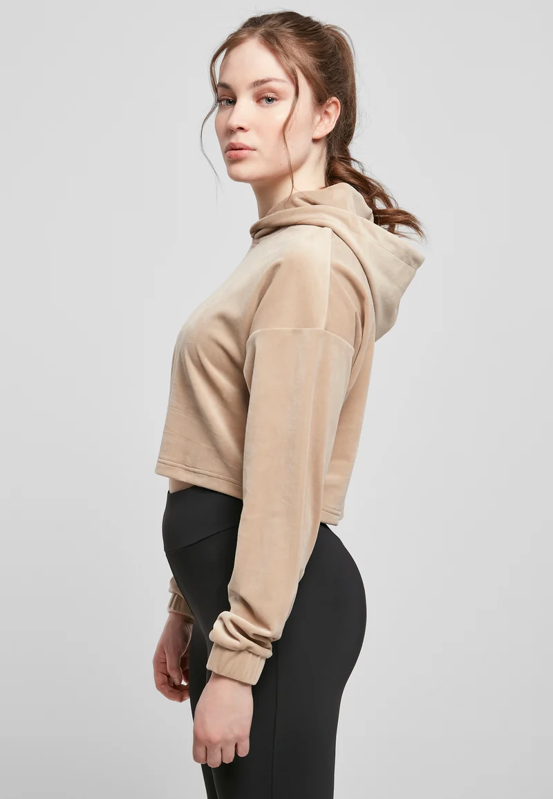 UC Cropped Velvet Oversized Hoody