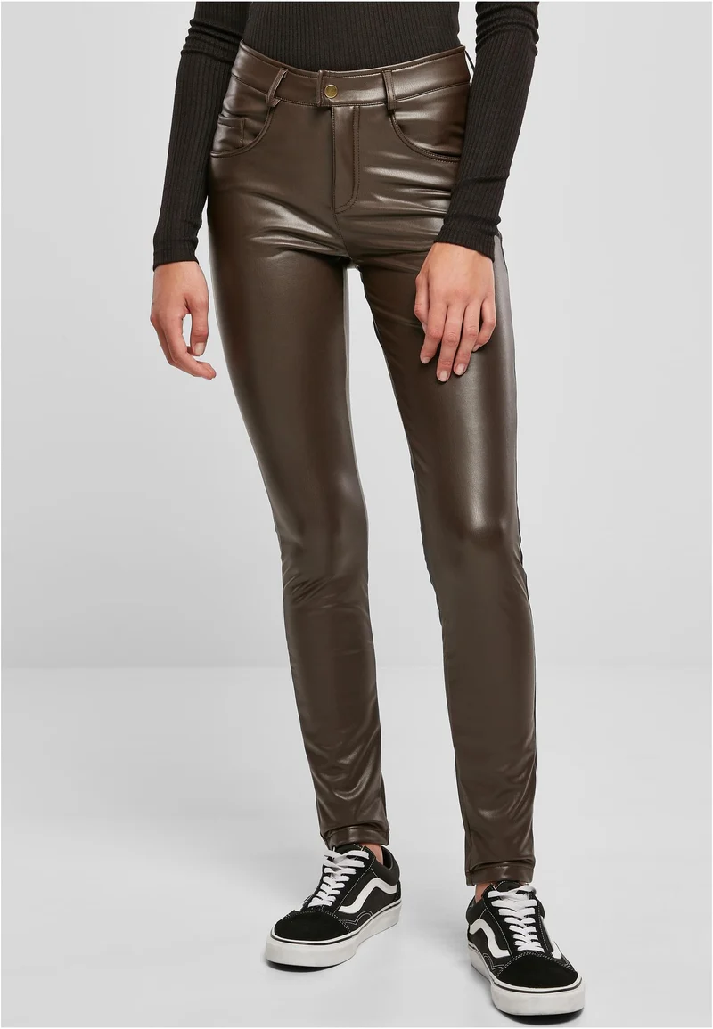 UC Mid Waist Synthetic Leather Pants